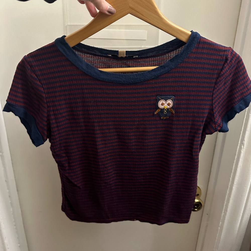 Papaya Striped Navy and Red Women's Top Size S